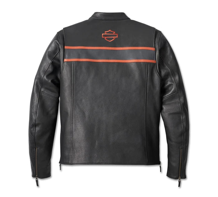 Orange and black sales harley davidson leather jacket