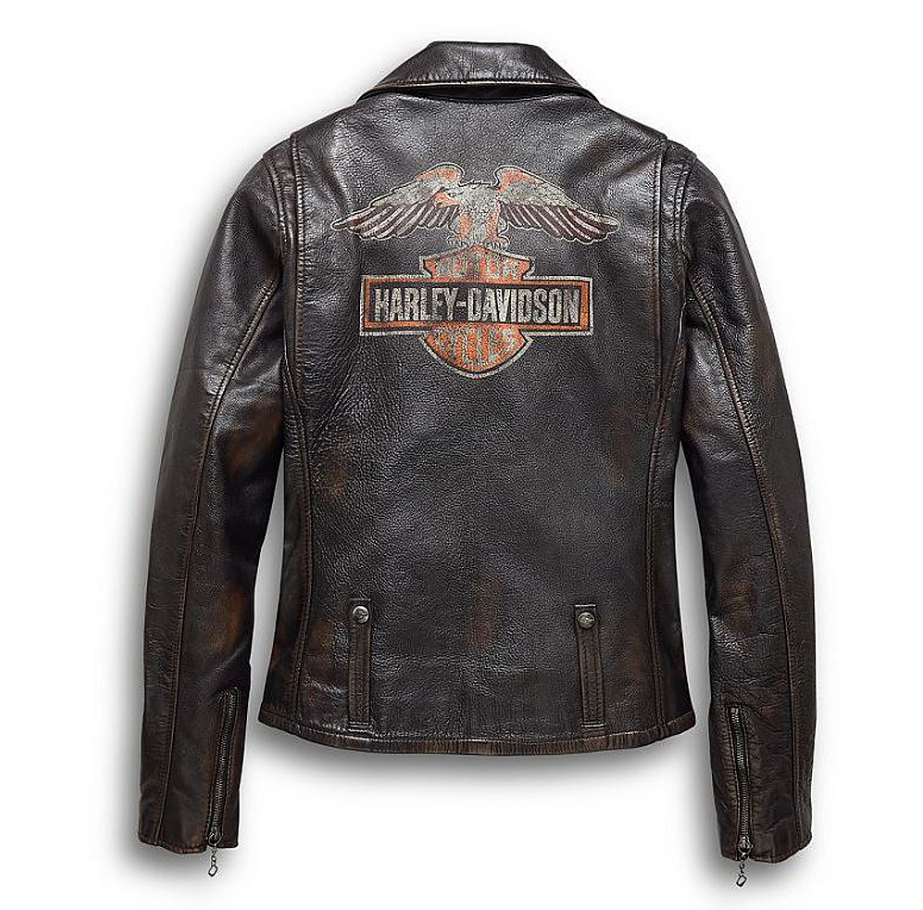 Veste de moto Harley Davidson dans la femme en cuir agine Graphique americanclanshop