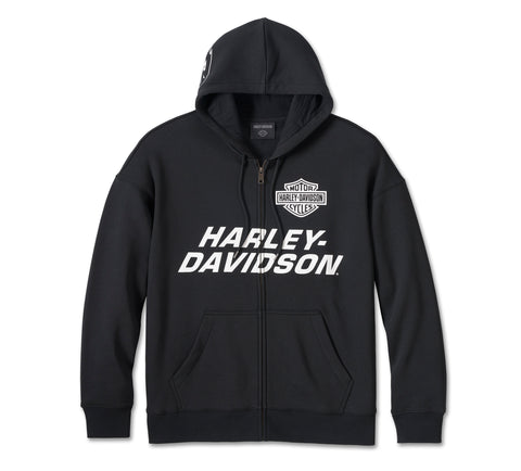 Harley Davidson zip-up sweatshirt with Scaramin 'Eagle men's hood-Black Beauty Ref 96011-24vm