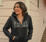 HARLEY DAVIDSON Felpa con cappuccio con zip completa con brillantini alati da donna REF. 96221-26VW