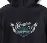 HARLEY DAVIDSON Felpa con cappuccio con zip completa con brillantini alati da donna REF. 96221-26VW