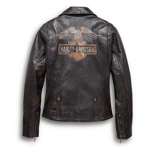Harley Davidson Giacca da motociclista in pelle invecchiata da